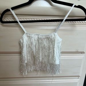 White tassel crop top